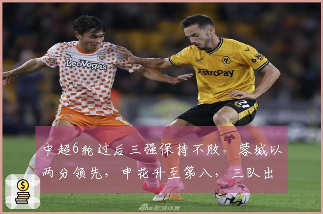 中超6轮过后三强保持不败，蓉城以两分领先，申花升至第八，三队出现负分状况，下一轮将迎来三场焦点大战。